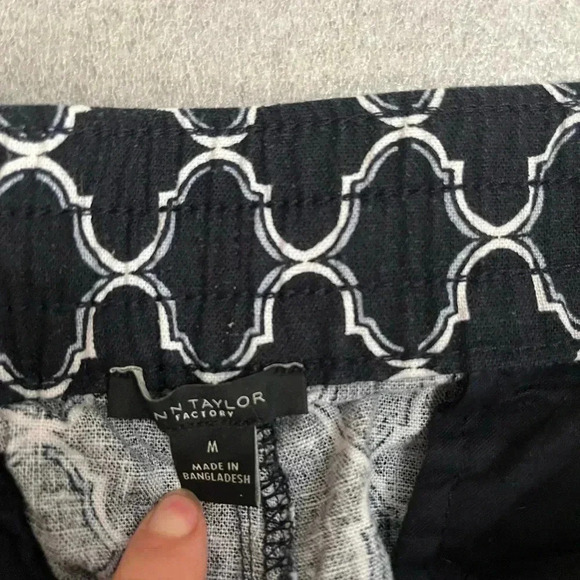 ❤️2/$50❤️[M]Ann Taylor Factory Geo Pattern Linen Blend Blue Jumpsuit drawstring - Picture 2 of 6